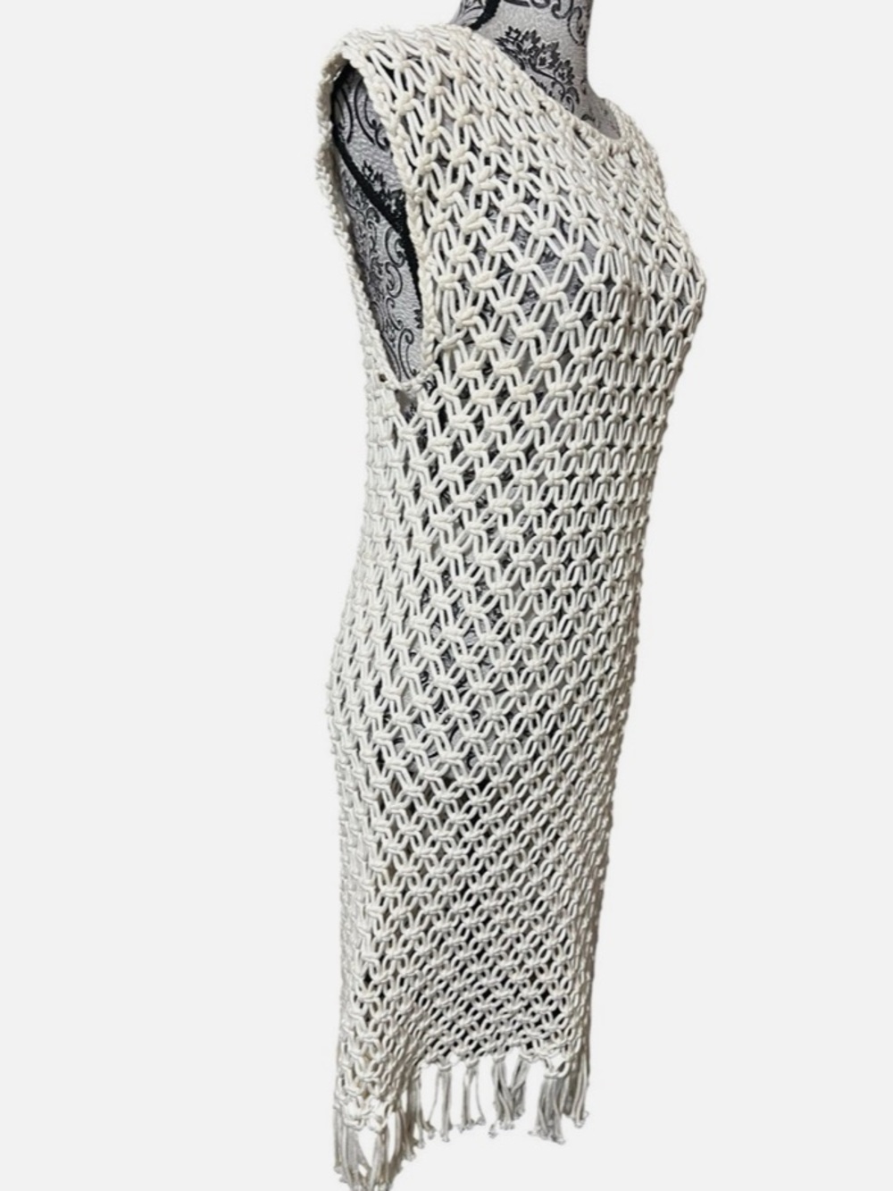 J. Crew Open Macramé Crochet Sleeveless Dress in Natural Beige - Picture 3 of 7